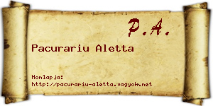 Pacurariu Aletta névjegykártya
